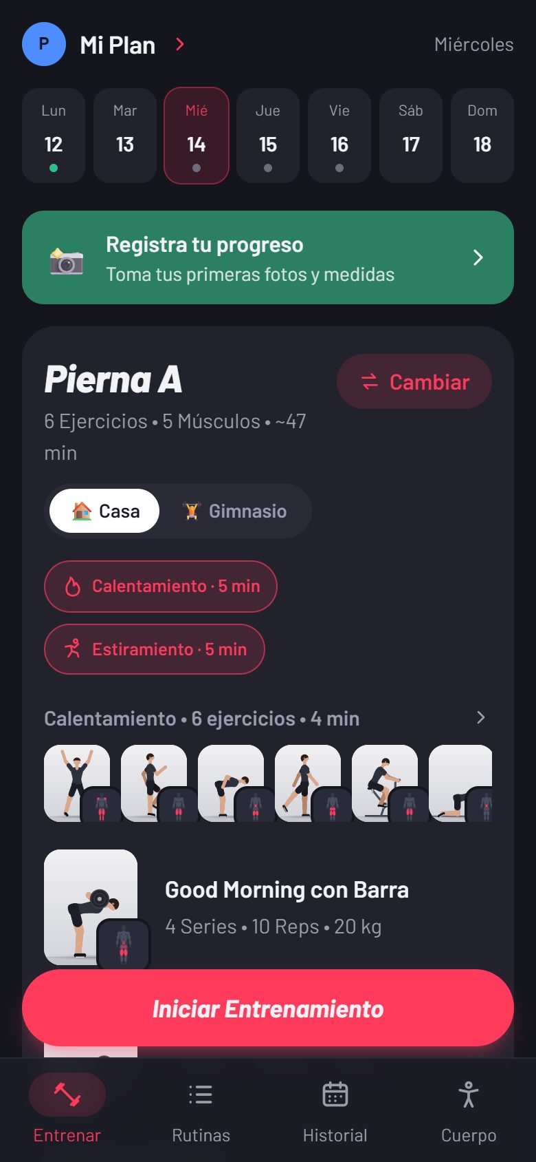 Rutina generada automáticamente en Pulsiko